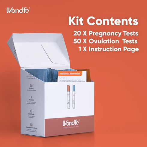 Wondfo 50 Ovulation Test Strips and 20 Pregnancy Test Strips Kit for Home Self-Checking