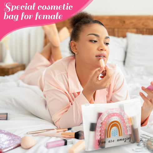 Reginary 50 Pcs Inspirational Gifts Bulk - Cosmetic Bag EVA You Are Braver Makeup Bag for Women