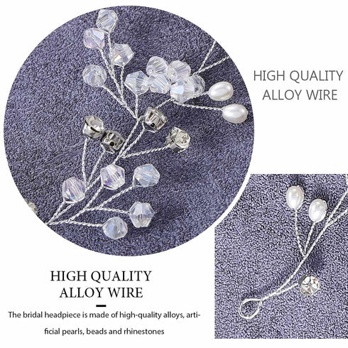 Yean Wedding Hair Vine, Long Bridal Headband Hair Accessories for Bride and Bridesmaid, 100cm / 39.3inches, Silver