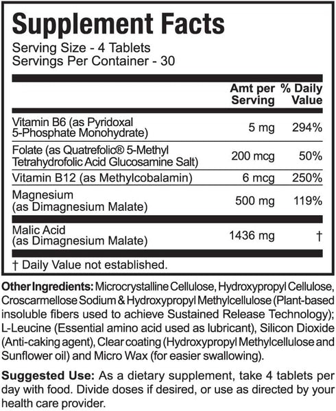 Jigsaw Health MAG SRT | Magnesium Supplement with Vitamin B6, Folate & B12 | 120 Tablets