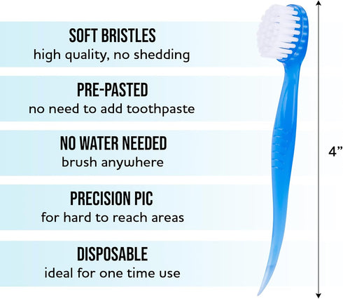 Set (36 Pack) Soft Bristle Mini Individually Wrapped Disposable Toothbrush, Travel
