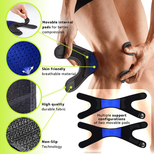 GARNO Knee Brace Plus Size, Dual Patella Tendon Support Strap, Adjustable Neoprene Stabilizer