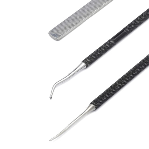 KLIPP Ingrown Toenail Tool Kit for Men and Women – Ingrowing Toe Nail Lifter, Rounded File, Metal Fingernail File for