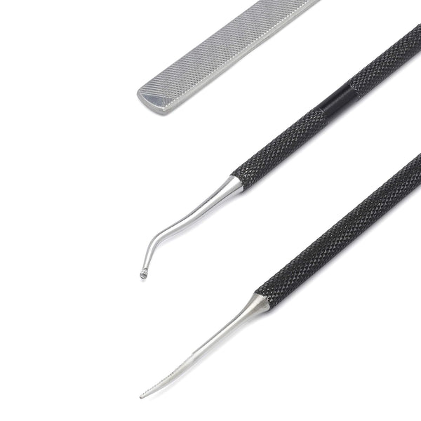 KLIPP Ingrown Toenail Tool Kit for Men and Women – Ingrowing Toe Nail Lifter, Rounded File, Metal Fingernail File for