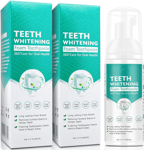 Smddx Foam Toothpaste 2PCS,Stain Removal Toothpaste for Sensitive Teeth,Teeth foaming Whitening,Baking Soda Spearmint