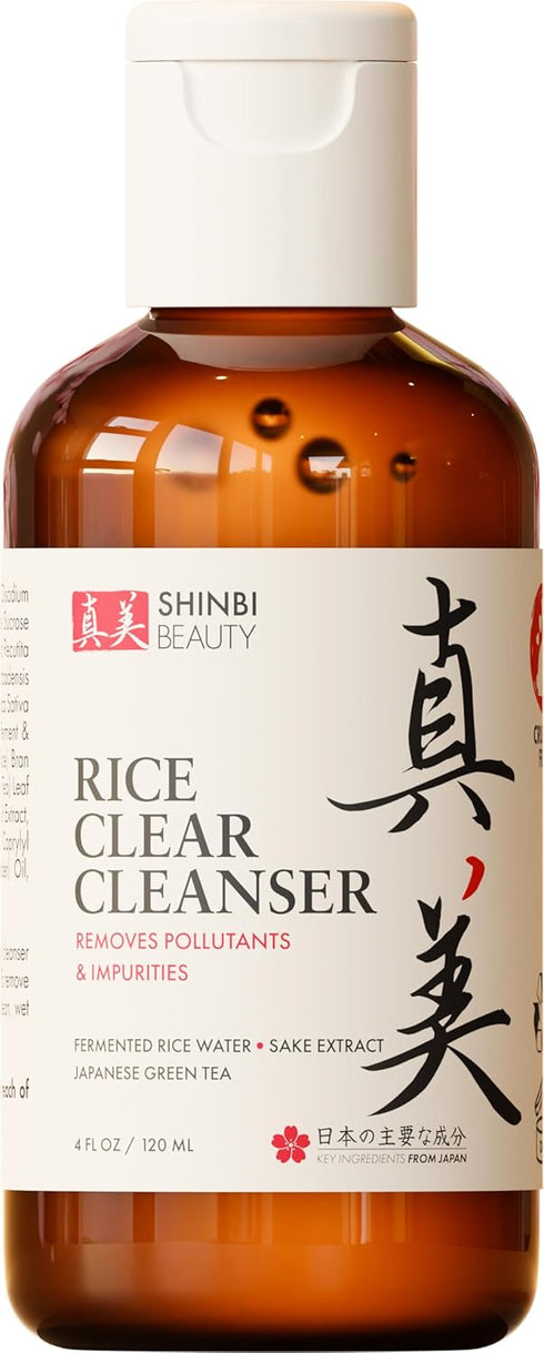 Japanese Face Wash Skincare Products, Rice Water Green Tea Cleanser, 99% Naturally Derived, 4oz