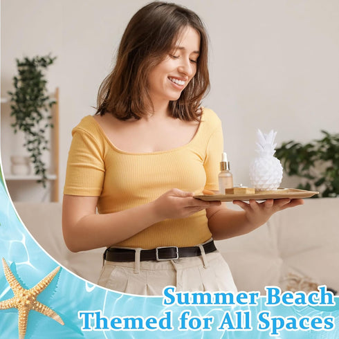 Summer Honeydak Pineapple Passive Essential Oil Diffuser Gifts, Beach Ceramic Diffuser with Wooden Tray for Home