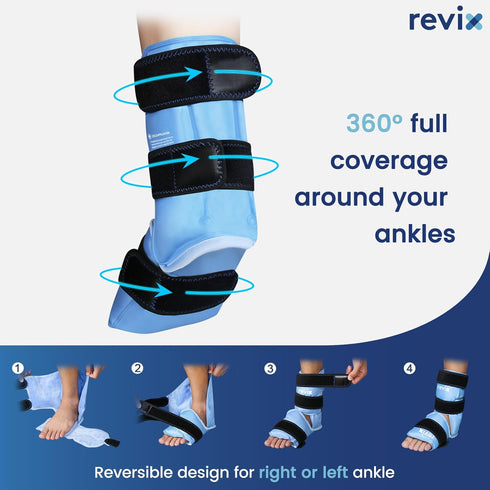 Pack Packs REVIX Ankle Ice Wrap for Foot Pain Relief and Feet Injuries, Reusable Gel Ice Cold for Achilles Tendonitis