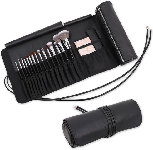 MSQ Makeup Brush Bag - Travel Makeup Brush Case, Portable Roll Up Brush Storage Bag for Makeup Brushes and Cosmetic