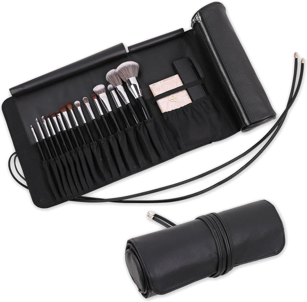 MSQ Makeup Brush Bag - Travel Makeup Brush Case, Portable Roll Up Brush Storage Bag for Makeup Brushes and Cosmetic