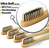 10 Count Bamboo Toothbrushes (Soft + Medium) - Charcoal Natural Wood Toothbrushes, Reusable