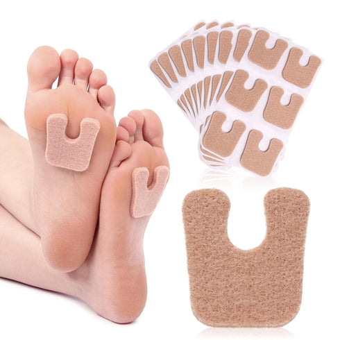 MoyRetty 60pcs U-Shaped Felt Callus Pads, Metatarsal Pads Self-Stick Cushions Protect Calluses from
