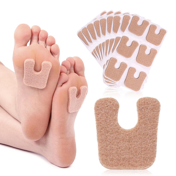 MoyRetty 60pcs U-Shaped Felt Callus Pads, Metatarsal Pads Self-Stick Cushions Protect Calluses from