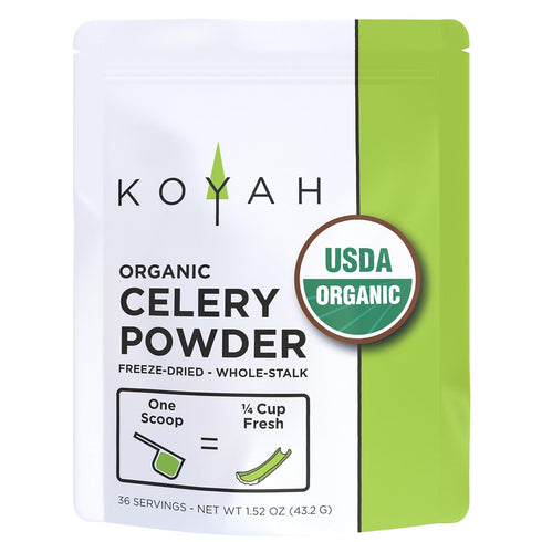 KOYAH Organic USA Grown Celery Powder, 36 Servings, Freeze-dried Whole-Stalk Powder
