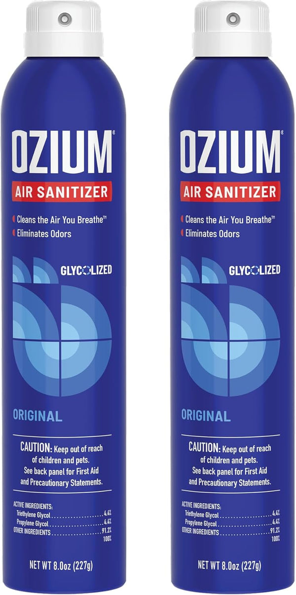 Ozium Air Sanitizer & Odor Eliminator 8 Oz. Original Scent, Pack of 2 for Homes, Cars, Offices and More
