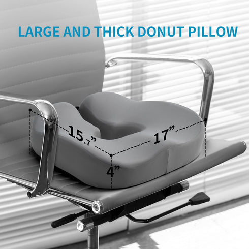 HANQIMER Tailbone Raised U Cutout Donut Pillow for Pain Relief, Hemorrhoid Pillow for Sitting, Memory Foam Lifting