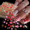 Lips Nail Stickers for Valentine's Day, 3D Gold Nail Decals Foils for Heart Red Lip Self-Adhesive Nail Design