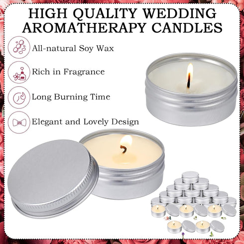 MTLEE 50 Pcs Wedding Scented Candles Gift Travel Tin Candle Aromatherapy Candle for Christmas Winter Baby Shower Favors