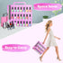 JIASHENG Nail Polish Organizer Case for 48 Bottles, Adjustable Storage Holder for Acrylic Nail Gel Tips Set, Pink