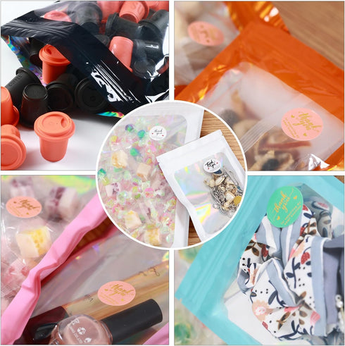 150-pack 6 x 9 in Holographic Mylar Bags with Clear Window, Resealable Foil Pouches for Food Storage, Smell Proof