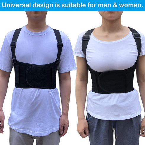 Rib Brace Chest Binder Belt for Men and Women, Breathable Support Wrap for Cracked, Fractured Ribs Protection (Large)
