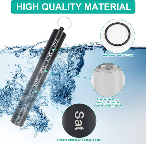 AngleKai Small Portable Pill Case Keychain, 2 Pack Waterproof Pill Organizer, Aluminium Alloy Medicine Bottle for Travel