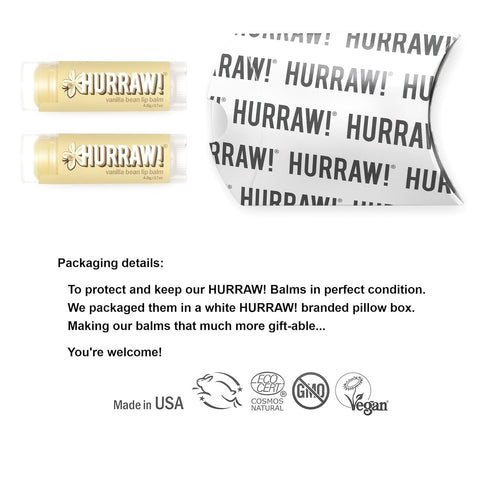Hurraw! Vanilla Bean Lip Balm, 2 Pack, Organic, Certified Vegan, Cruelty-Free, Non-GMO, 100% Natural
