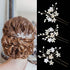 Wedding Hair Pins (3 Pcs) - Elegant Pearl Floral Crystal Hair Accessories for Bridal Women (Gold)