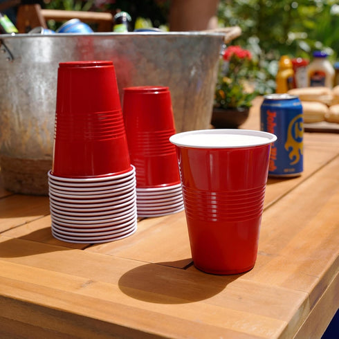 TRUE Red Party Cups, Disposable 16oz Cups for Parties, Beer Pong, Set of 100, Perfect for Outdoor Drinking