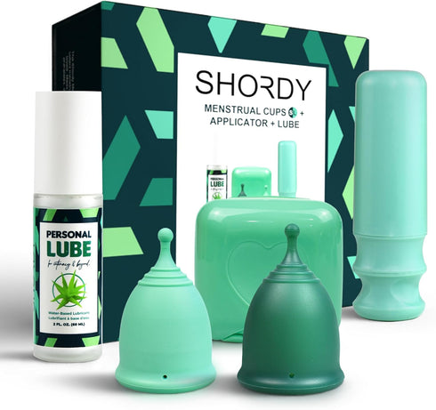 SHORDY Menstrual Cups Set with Applicator & Lube Reusable Period Cups (Small