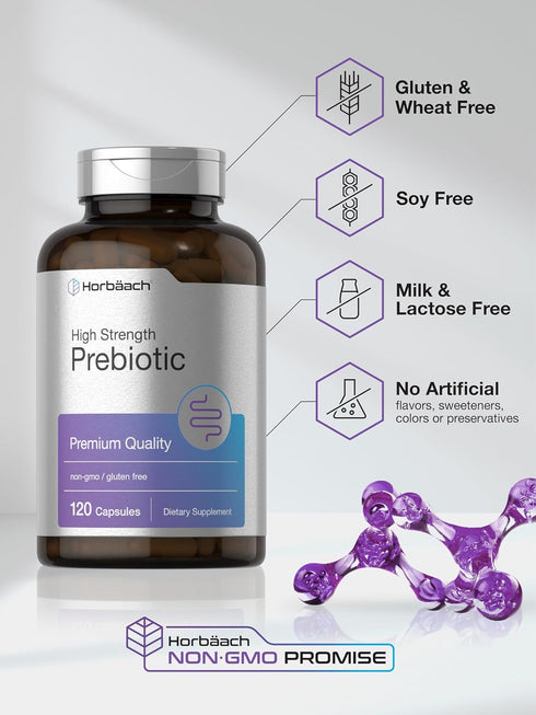 Horbaeach Prebiotic for Men and Women | 120 Powder Pills | High Strength & Premium Quality Supplement