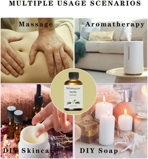 Vanilla Essential Oil 4 Oz - Pure Essential Oils for Massage, Skin, Diffuser, Aromatherapy 120 mL