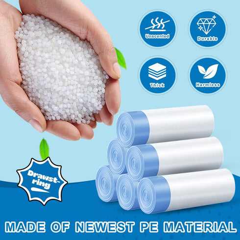 4 Gallon Drawstring Trash Bags 1.1 Mil - 120 Count Unscented Small Garbage Bags for Bathroom, 15 Liter