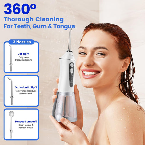 Reure 5 320ml IPX7 Water Flosser for Teeth Cleaning and Flossing, Modes Rechargeable Cordless Oral Irrigator Water Tank