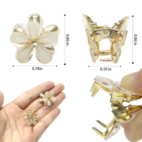 YISSION 20Pcs Mini Flower Hair Clips, Rhinestone Small Flower Hair Claw Clips for Girls & Women