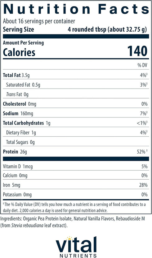 Vital Nutrients ProVeg Organic Pea Protein 524g | Vegan Protein Powder | 23g Protein per Serving