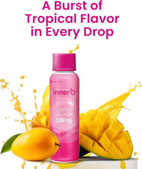 Innerb Glowshot Collagen (10.1fl oz, 6 Servings) - Low-Molecular-Weight Fish Collagen Shots for Skin, Hair, Nails