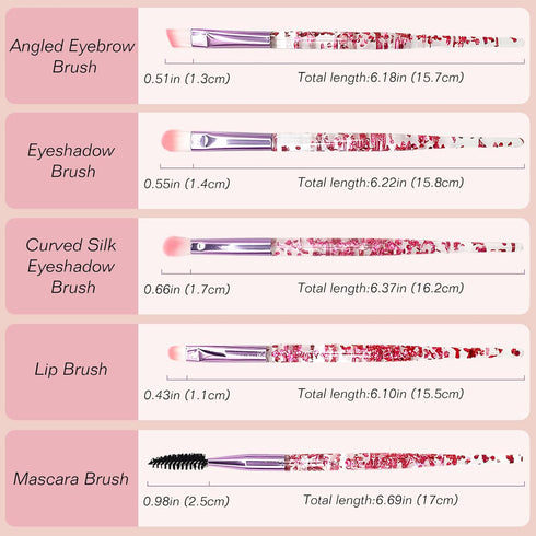 Bling Crystal 10-Piece Makeup Brush Set for Foundation, Concealer, Eye Shadow, Blush, Lip