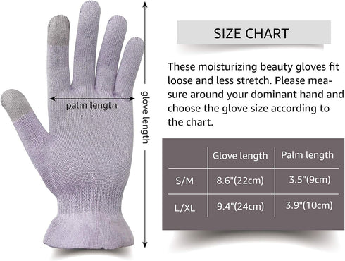MIG4U Moisturizing Beauty Gloves - Touchscreen Overnight Sleeping Gloves for Women with Dry Hands (Grey Purple, 3 Pairs)