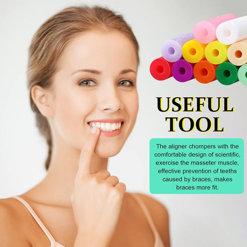 110 Pcs Aligner Chew Orthodontic Chew, Silicone Chompers for Aligner Tray Seaters, 11 Colors and Flavors