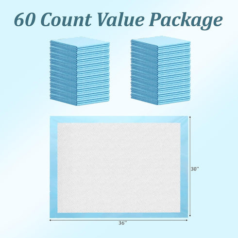 Warmify 60 Count 30" 36" Disposable Bed Pads x for Adults, Kids & Pets Super Absorbent Chucks Pads with Waterproof