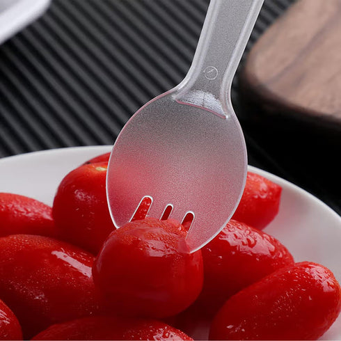 100PCS Disposable Sporks, Eco-Friendly Durable Plastic Spork, 2 in 1 Forks and Spoons (Pink)