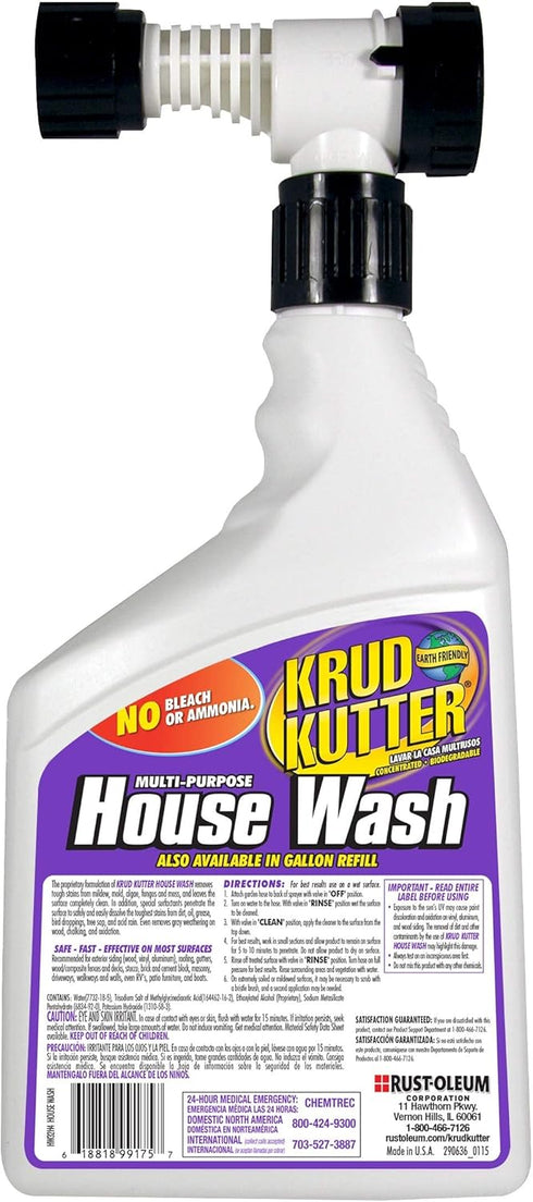 Krud Kutter 32 oz, Multi Purpose House Wash, Exterior Cleaner for Siding, Brick, Stucco and Gutters, Removes Dirt
