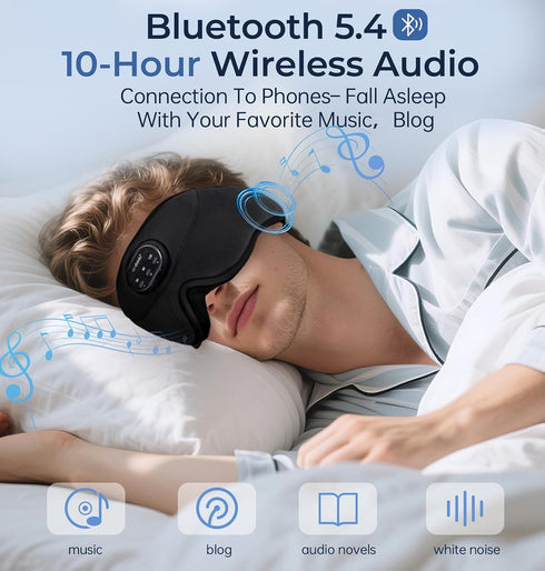 LC-dolida Bluetooth Sleep Mask with White NoiseSleep Headphones,Bluetooth Wireless Music Eye Mask, Ideal for Travel