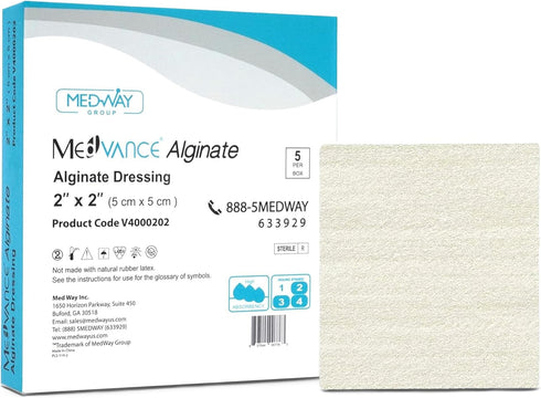MedVance TM Alginate – Calcium Alginate Dressing 2"x2", Box of 5 Dressings