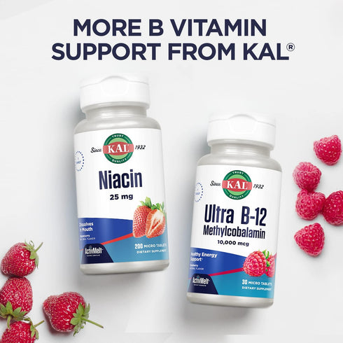 KAL Vitamin B12 Methylcobalamin 1000mcg, 90 Servings, Fast Dissolve ActivMelt, Natural Raspberry Flavor, Healthy