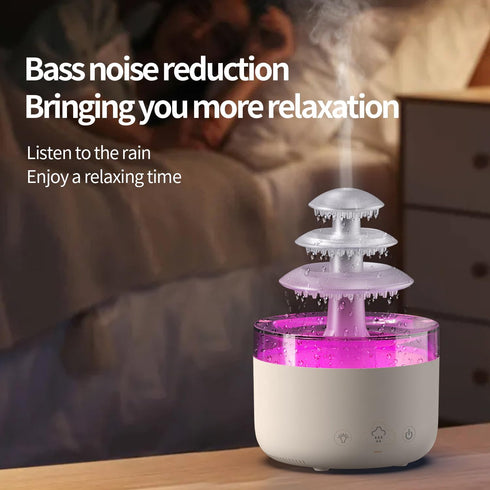 ZORIC 7-Color Office(500ml) Cloud Rain Humidifier & Essential Oil Diffuser with LED Mood Lights, White Noise Rain