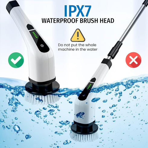Electric Spin Scrubber, Cordless Scrubber with 7 Replaceable Cleaning Brushes and Dual Speed, Power Scrubber