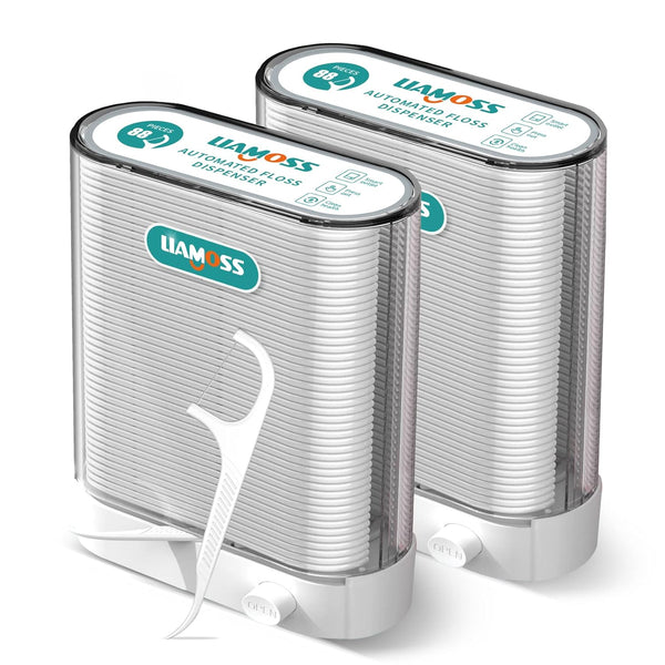 Dental Floss Picks Dispenser 2 Box, 176 Count LIAMOSS Shred Resistant Flossers for Adults Oral Care