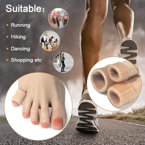 Cuttable Toe Tubes Sleeves 5 Pack, Small Size, Elastic Fabric Lined with Silicone Gel, Toe Sleeve Protectors